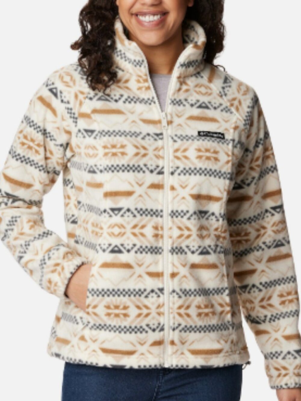 Womens Columbia Benton Springs Printed Full Zip Fleece Jacket Sz Med MSRP $80